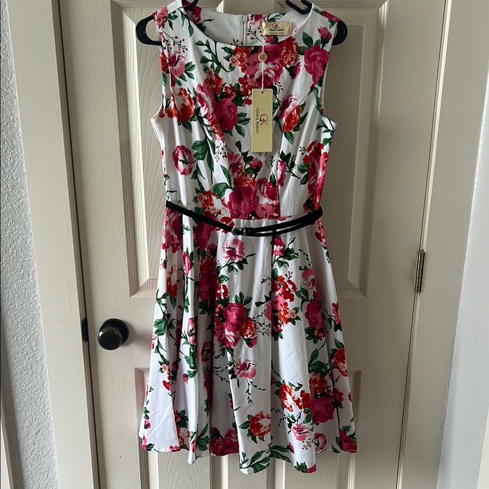 Grace Karin Floral Dress in Pink and Red
